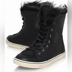 UGG Croft fur-lined high top sneakers in black